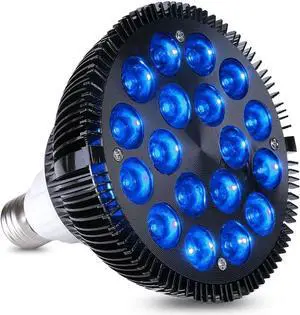 LED Aquarium Light Blub, 36W LED Plant Grow Light Bulb with 18x2W 450-460nm Blue LEDs for Indoor Plants Veg and Aquarium Plants Growing