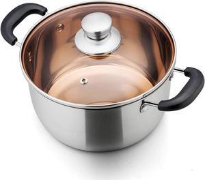 TeamFar Stock Pot 4qt, Stainless Steel Stock Soup Pasta Pot with Lid, Double Heatproof Handles, Non Toxic & Healthy, Easy Clean & Dishwasher Safe