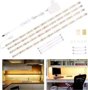 Under Cabinet Lighting Kit Flexible LED Strip Lights Bar Under Counter Lights for Kitchen Cupboard Desk Monitor Back Shelf 6.6 Feet Tape Light Set ETL Listed 120 LEDs 1100lm 2700K WarmWhite