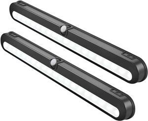 LED Closet Light Super Bright 20 LED Under Cabinet Lighting Battery Powered/DC Input Wireless Motion Sensing Light, Motion & Light Sensor, Light Beam Adjustable, Black(2 Pack)