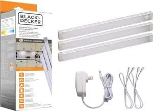 LED Under Cabinet Lighting Kit 3-Bars 9 Inches Each DIY Tool-Free Installation Warm White 2700K 1080 Lumens 15 Watts Home Accent (LEDUC9-3WK)