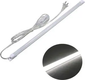 110V LED Under Cabinet Lighting 17inch LED Strip Light Bar with 6ft Power Cord Magnetic Installation Super Slim Counter Light Reading Desk Lamp for Kitchen/Work Table.(White 6000K)