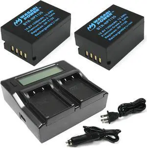Battery (2-Pack) and Dual Charger for Fujifilm NP-T125 and Fuji GFX 50S, GFX 50R, GFX 100, and VG-GFX1 Grip
