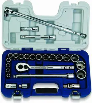 Williams 50619 1/2-Inch Drive Metric Basic Tool Set, 25-Piece With Rugged Case, 12-Point