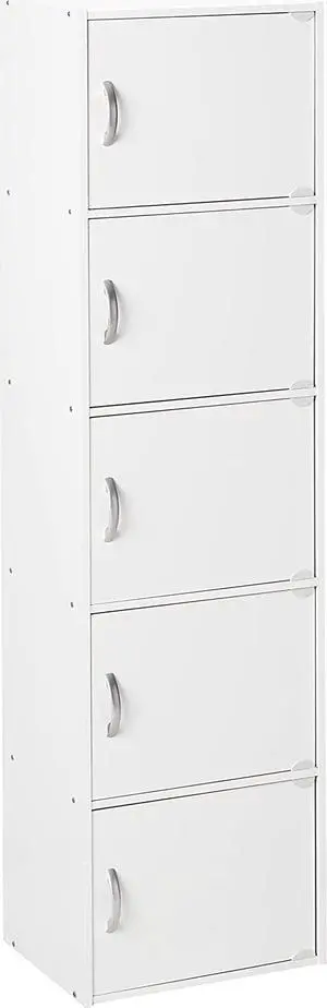 HODEDAH IMPORT Bookcase, White, 5 Door