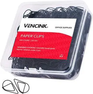 VENCINK Black Cute Drop-Shaped Paper Clips, 1 inch, 300 Pieces | Drop-Shaped, Stainless Steel, For Office School Home Desk Organizers, Wedding, Bookmarks & Planners VENCINK Black Cute Drop-Shaped Paper Clips, 1 inch, 300 Pieces | Drop-Shaped, Stainless Steel, For Office School Home Desk Organizers, Wedding, Bookmarks & Planners