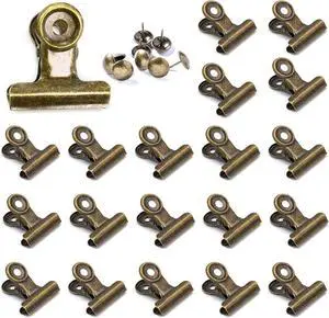 YUCHIYA 20 Pack Metal Clips with 20 Push-pins for Corkboard,Bulldog Clips for Hanging Pictures,Small Hinge Clips for Crafts,Mini Binder Clips Paper File Clamps for Office School(Bronze,1.2inch) YUCHIYA 20 Pack Metal Clips with 20 Push-pins for Corkboard,Bulldog Clips for Hanging Pictures,Small Hinge Clips for Crafts,Mini Binder Clips Paper File Clamps for Office School(Bronze,1.2inch)