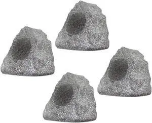 Theater Solutions 4R4G New Wired Outdoor Garden Waterproof Granite Rock Patio Speakers (set of 4)