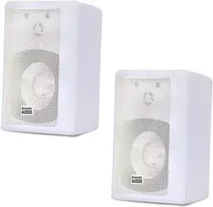 Acoustic Audio 151W Indoor Outdoor 2 Way Speakers 600 Watt White Pair