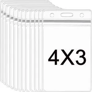AMUU 12pcs Badge Holders Large 4x3 Name Badge Holders Plastic | Large Card Protector (Fits 4x3 nametag inserts ) AMUU 12pcs Badge Holders Large 4x3 Name Badge Holders Plastic | Large Card Protector (Fits 4x3 nametag inserts )