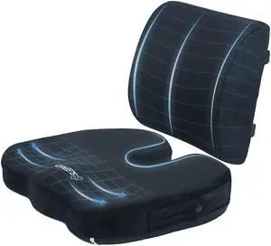 Sleepavo Memory Foam Seat Cushion for Office Chair-Orthopedic Back and Butt Pillow for Sciatica Tailbone Coccyx Hip Pain Relief for Sitting, Gaming, Desk, Car, Airplane-Padded Lumbar Support Pillow