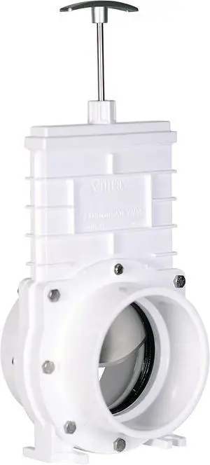 4" PVC Gate Valve, slip/hub fittings with stainless steel paddle for Koi/Slurry Ponds, Aquaculture, Sewer lines & more, White (6401) 4" PVC Gate Valve, slip/hub fittings with stainless steel paddle for Koi/Slurry Ponds, Aquaculture, Sewer lines & more, White (6401)