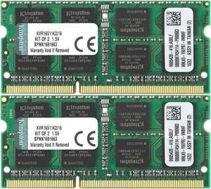 ValueRAM 16GB Kit (2x8GB) 1600MHz DDR3 PC3-12800 Non-ECC CL11 SODIMM Notebook Memory KVR16S11K2/16