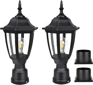 Black Exterior Lamp Post Light Fixture Outdoor Post Lights, 2 Pack Black Exterior Lamp Post Light Fixture Outdoor Post Lights, 2 Pack