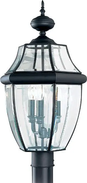 Sea Gull Lighting 8239-12 Lancaster Outdoor Post Lantern Outside Fixture, 24'' Height, Black