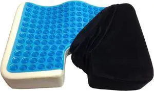 Kieba Coccyx Seat Cushion, Cool Gel Memory Foam Large Orthopedic Tailbone Pillow for Sciatica, Back, and Tailbone Pain (Black)