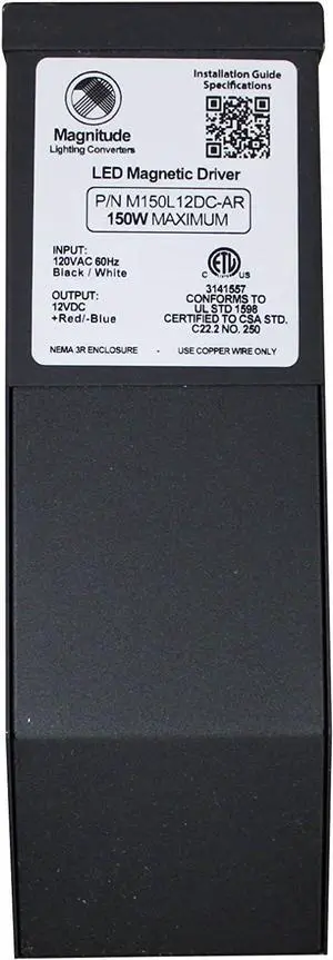 12V Magnitude LED Driver 150W Magnetic Dimmable Transformer (M150L12DC-AR)