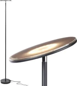 Brightech Sky LED Torchiere Super Bright Floor Lamp - Contemporary, High Lumen Light for Living Rooms & Offices - Dimmable, Indoor Pole Uplight for Bedroom Reading - Black
