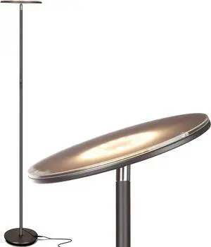Brightech Sky Flux Dimmable LED Floor Lamp  Super Bright Floor Lamp for Living Room and Offices  Torchiere Standing Lamp with 3 Light Options, Tall Lamp for Bedroom Reading and More - Bronze