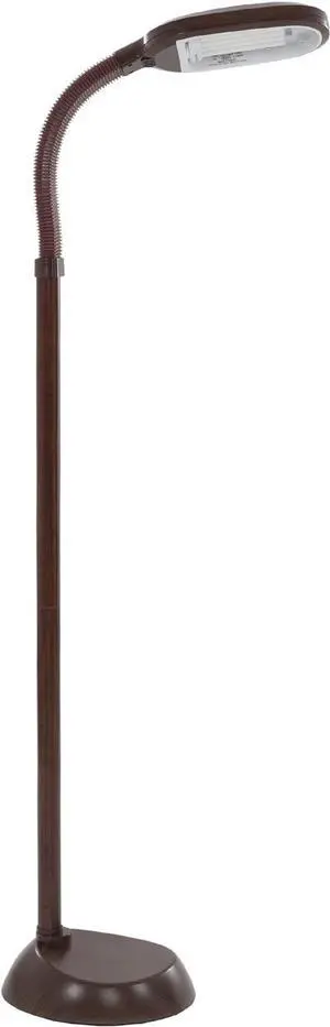 Lavish Home 72-1438 Brown Floor Full Spectrum Natural Sunlight Lamp with Bendable Neck-Reading, Craft, and Esthetician Light Woodgrain, 62.5"