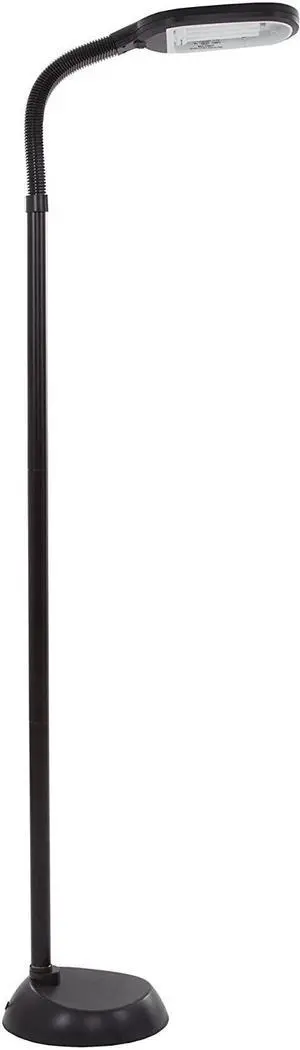 Lavish Home 72-6890 Natural Sunlight Floor Lamp with Bendable Neck-Reading, Craft, Studying, and Esthetician Light, 73.5-Inch Tall, Black