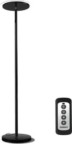 Tenergy Modern Torchiere Floor Lamp, 3000L LED, 30W, Remote Control, Touch Dimmer, 90° Adjustable, Warm White
