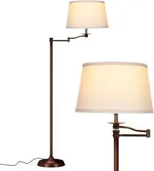 Brightech Caden LED Floor Lamp - Tall Standing Lamp with Swing Arm for Living Rooms & Offices - Industrial Bronze