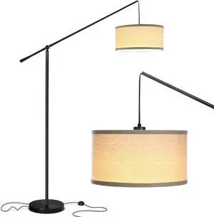 Brightech Hudson 2 - LED Floor lamp, Tall Lamp with Sturdy Base, Contemporary Arc Lamp for Living Rooms & Offices, Great Living Room Décor, Mid Century Modern Lamp for Bedroom - Jet Black