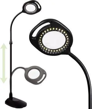 OttLite 2-in-1 LED Magnifier Floor and Table Light | Task Lamp, Craft Lamp | 2x Optical Grade Magnifier, 4x Spot Magnifier, Natural Daylight LEDs | Home, Office, Workshop, Dorm