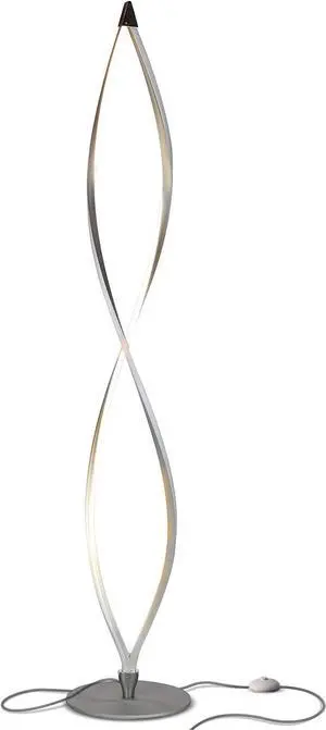Brightech Twist Floor Lamp, Bright Tall Lamp for Offices, Modern LED Spiral Lamp for Living Rooms, Dimmable Standing Lamp with Sturdy Base for Bedroom Reading, Great Living Room Decor - Silver
