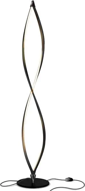 Brightech Twist Floor Lamp, Bright Tall Lamp for Offices, Modern LED Spiral Lamp for Living Rooms, Dimmable Standing Lamp with Sturdy Base for Bedroom Reading, Great Living Room Decor - Black
