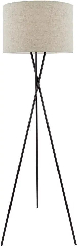 Kira Home Sadie 60" Modern Tripod LED Floor Lamp + 9W Bulb (Energy Efficient/Eco-Friendly), Honey Beige Drum Shade, Oil Rubbed Bronze Finish