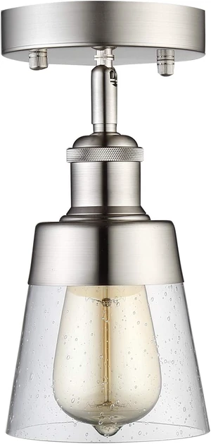 Fivess Lighting Modern Glass Flush Mount Light Fixture Mini Clear Seeded Glass Shade Semi Flush Mount Ceiling Light for Hallway Living Room Bedroom Kitchen Entryway, Brushed Nickel Fivess Lighting Modern Glass Flush Mount Light Fixture Mini Clear Seeded Glass Shade Semi Flush Mount Ceiling Light for Hallway Living Room Bedroom Kitchen Entryway, Brushed Nickel