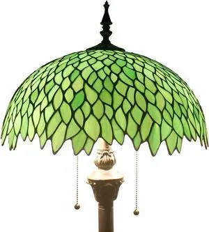 WERFACTORY Tiffany Floor Lamp Green Wisteria Stained Glass Standing Reading Light 16X16X64 Inches Antique Style Pole Corner Lamp Decor Bedroom Living Room Home Office S523 Series