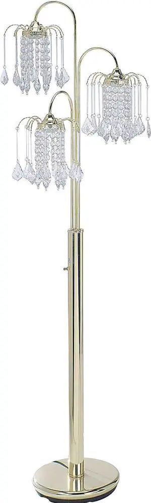 ORE International 6866G Floor Lamp, Polished Brass, White, 63" x 19" x 19"