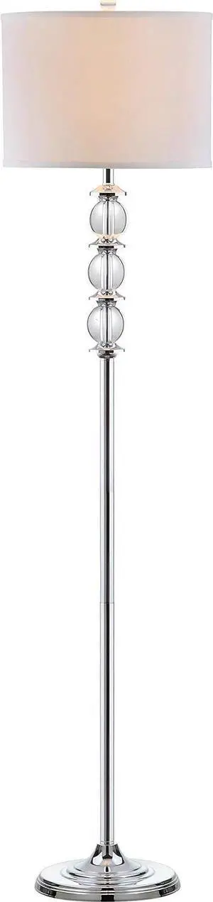 SAFAVIEH Lighting Collection Riga Clear Crystal/ Chrome 60-inch Living Room Bedroom Home Office Standing Floor Lamp (LED Bulb Included)