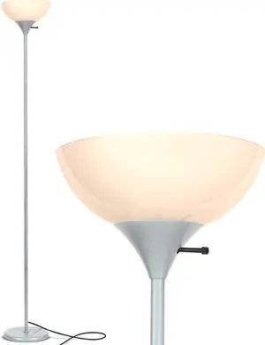 Brightech Sky Dome Dimmable LED Floor Lamp, Torchiere Floor Lamp for Living Rooms & Offices  Tall Standing Lamp for Reading & Hobbies  Platinum Silver