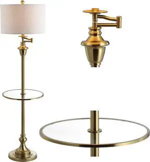JONATHAN Y JYL3055A Cora 60" Metal/Glass LED Side Table and Floor Lamp Contemporary,Transitional for Bedrooms, Living Room, Office, Reading, Brass
