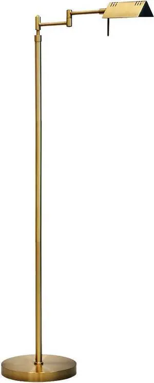 OBright Dimmable LED Pharmacy Floor Lamp, 12W LED, Full Range Dimming, 360 Degree Swing Arms, Adjustable Heights, Standing Lamp for Reading, Sewing, and Craft, ETL Listed, Antique Brass (Gold)