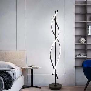 ADISUN 40W LED Modern Floor Lamp Remote Control Dimmable Spiral Floor Lamp Indoor Tall Lamp Floor Lamp for Living Rooms Family Rooms Bedrooms Offices Lighting (Black)