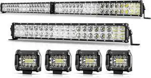 LED Light Bar 42 Inch + 22 Inch + 4PCS 4 Inch 28000LM 6000K Light Bar Kit with DRL Function Flood Spotlight Combo Offroad Driving Light for Pickup SUV ATV UTV