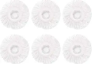 6 Pack Spin Mop Replacement Head for Hurrica, Mopnad, Cassabel and Other 360 Spin Mop Systems, Microfiber Spin Mop Refills (6pc-White)