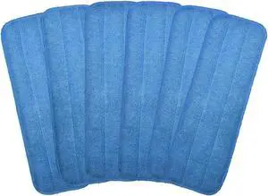 Microfiber Replacement Mop Pad, 18" x 6" Wet & Dry Home & Commercial Cleaning Refills, Reusable Floor Mop Pads (6 Pack)