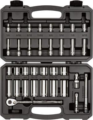 TEKTON 3/8 Inch Drive 6-Point Socket and Ratchet Set, 34-Piece (1/4-1 in.) | SKT15101