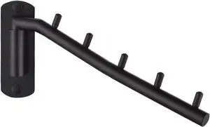 JQK Folding Clothes Hanger Rack, Stainless Steel Swing Arm Hook Holder, Clothing Hanging System Drying Closet Storage Organizer Matte Black Wall Mount, SHR100-PB