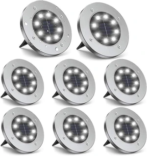 ZGWJ Solar Ground Lights Outdoor, 8 LED Waterproof White,8 Pack ZGWJ Solar Ground Lights Outdoor, 8 LED Waterproof White,8 Pack
