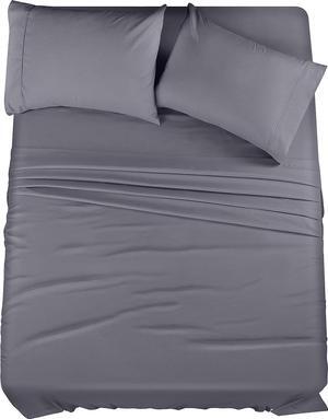 Queen Bed Sheets Set - 4 Piece Bedding - Brushed Microfiber - Shrinkage and Fade Resistant - Easy Care (Queen Grey)