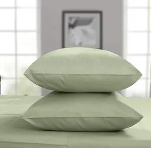King Size Pillow Cases Set of 2-100% Pure Cotton 300 Thread Count Sateen Weave Sage Green Pillow Cases - Ultra Soft & Silky Comfortable Bed Pillow Covers - Hotel Quality Pillow Protectors