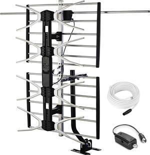 PBD Outdoor Digital HD TV Antenna with High Gain Amplifier 150 Mile Long Range for UHF/VHF, Mounting Pole, 40FT RG6 Coaxial Cable, Easy Installation, Welcome to consult