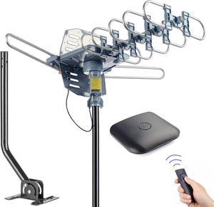 PBD Outdoor Digital HD TV Antenna 150 Miles Motorized 360 Degree Rotation with Mounting Pole and 40FT RG6 Coax Cable - UHF/VHF / 1080P / 4K Snap-On Installation, Welcome to consult